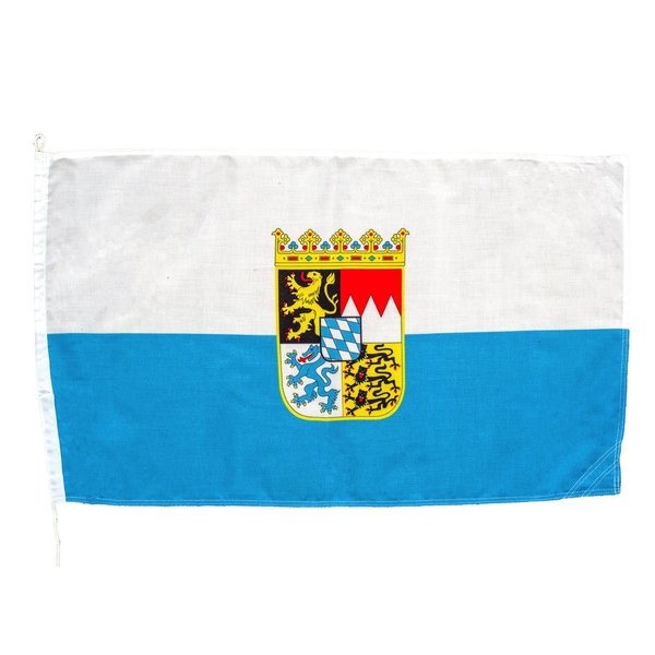 Netflags Regionalflagge Bayern mit Streifen und Wappen (Schiffsflagge 160 g/qm)