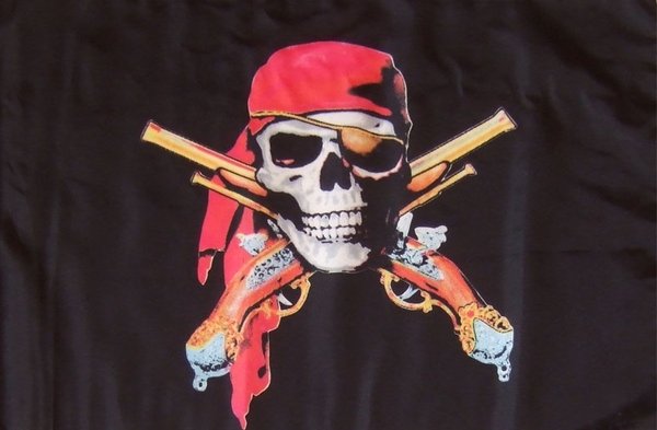 Netflags Dekoflagge Pirat "mit 2 Pistolen"