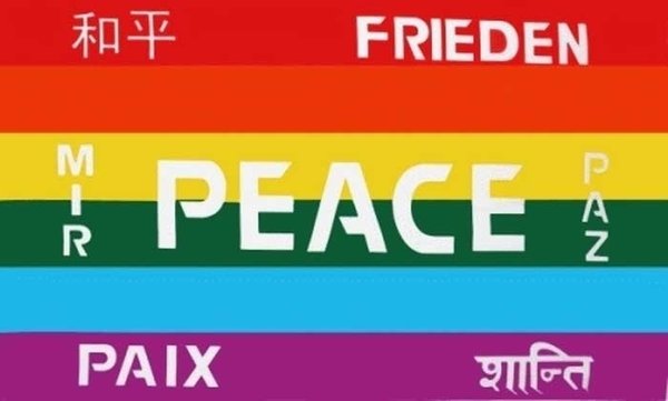 Netflags Dekoflagge Regenbogen "Peace 7 Sprachen"